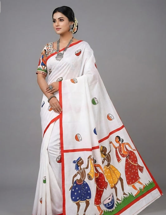 Buy Pattachitra Handpainted Silk Saree 🎨, a breathtaking Pattachitra art handpainted in the revered Pattachitra style of Odisha. Handpainted Pattachitra Art.