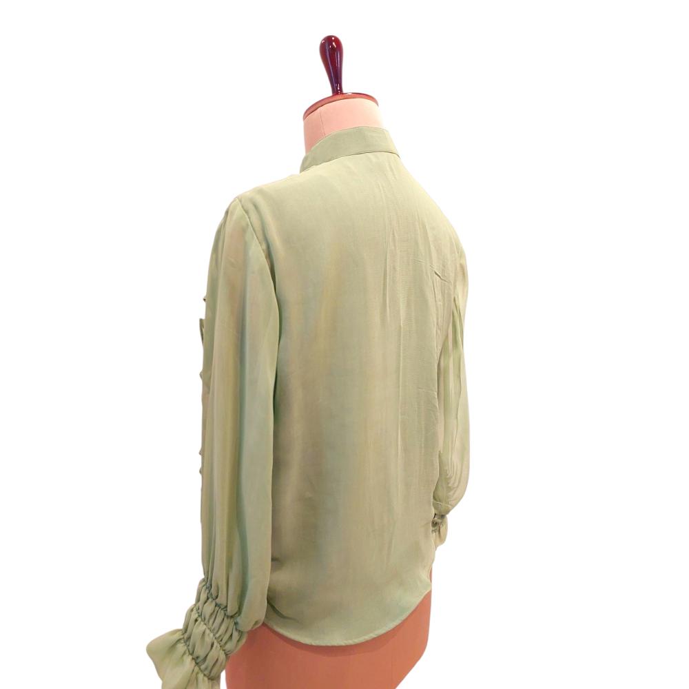 Pastel Olive Ruffled Shirt full Sleeves, Cottagecore Clothes, Pastel Women Shirt, Olive green shirt, Frill shirt, Wabi Sabi