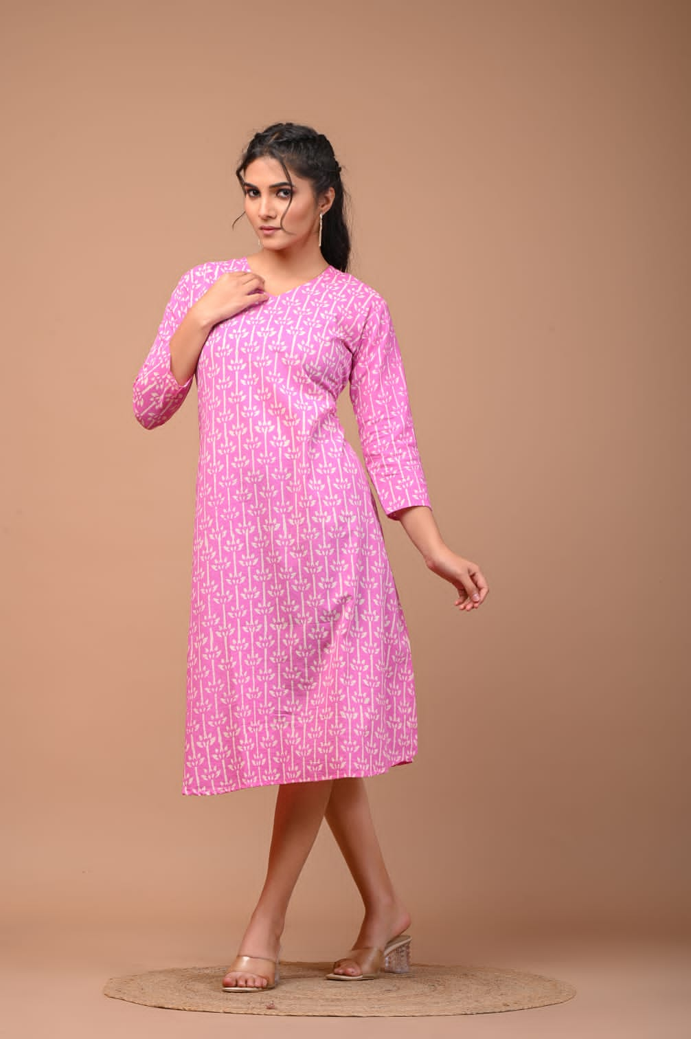 Pink One piece Cotton dress