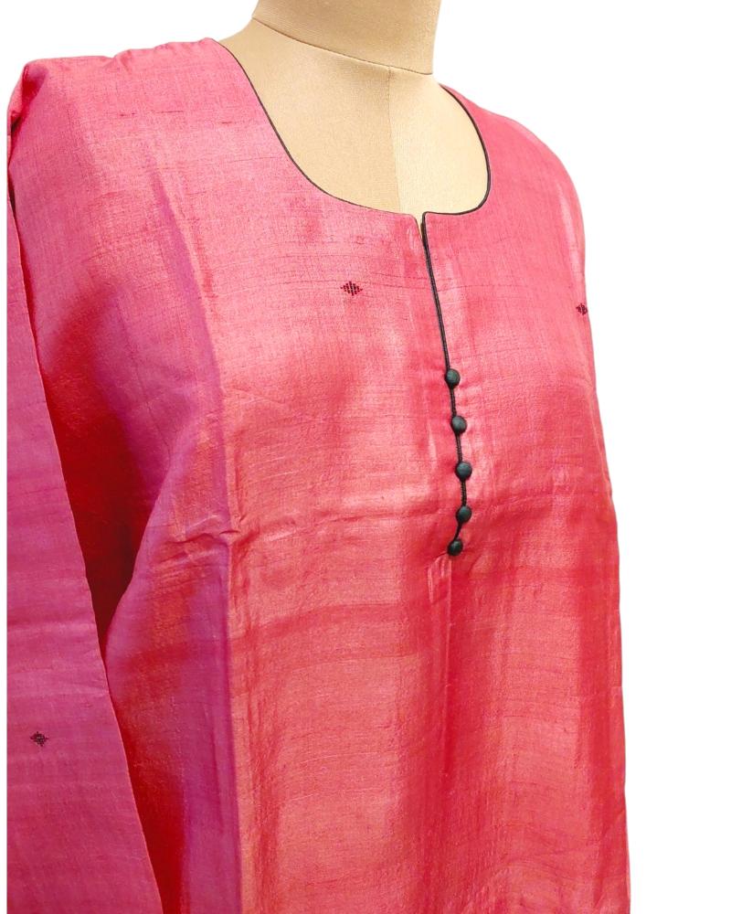 Pastel Pink Tussar Kurta