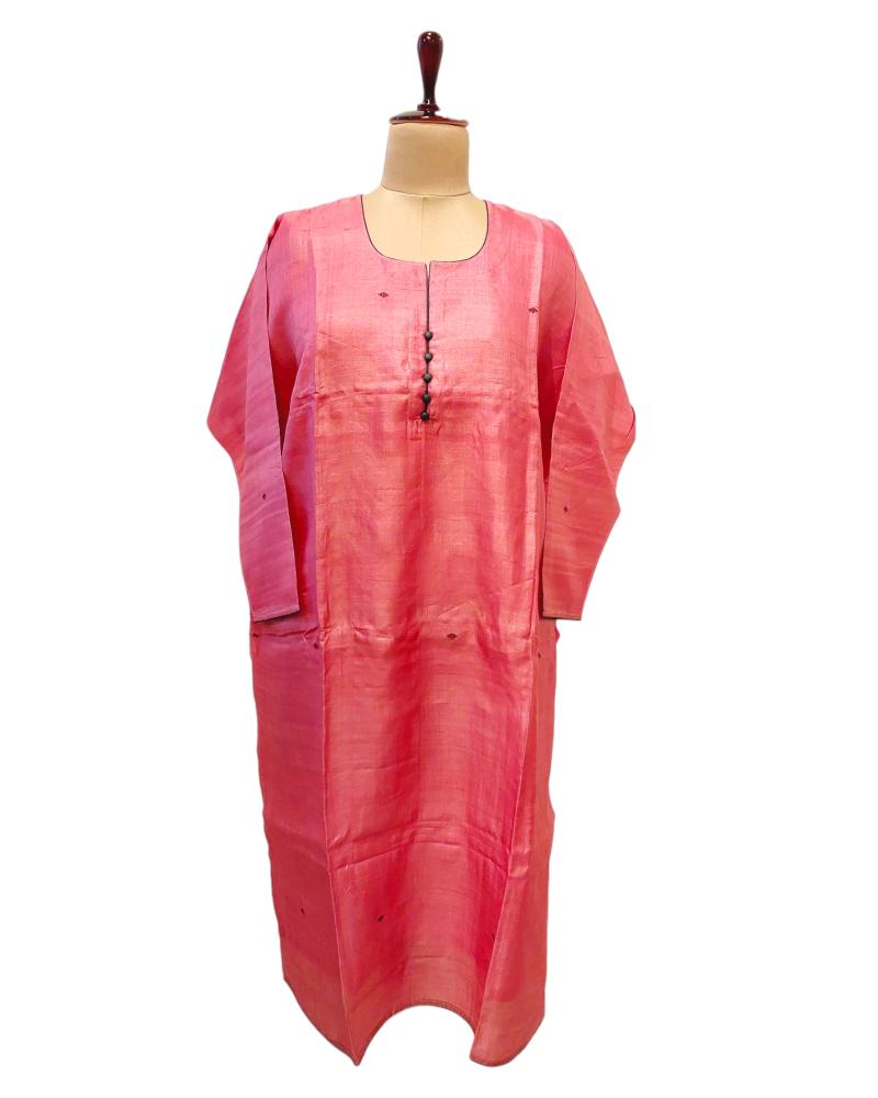 Pastel Pink Tussar Silk Kurta