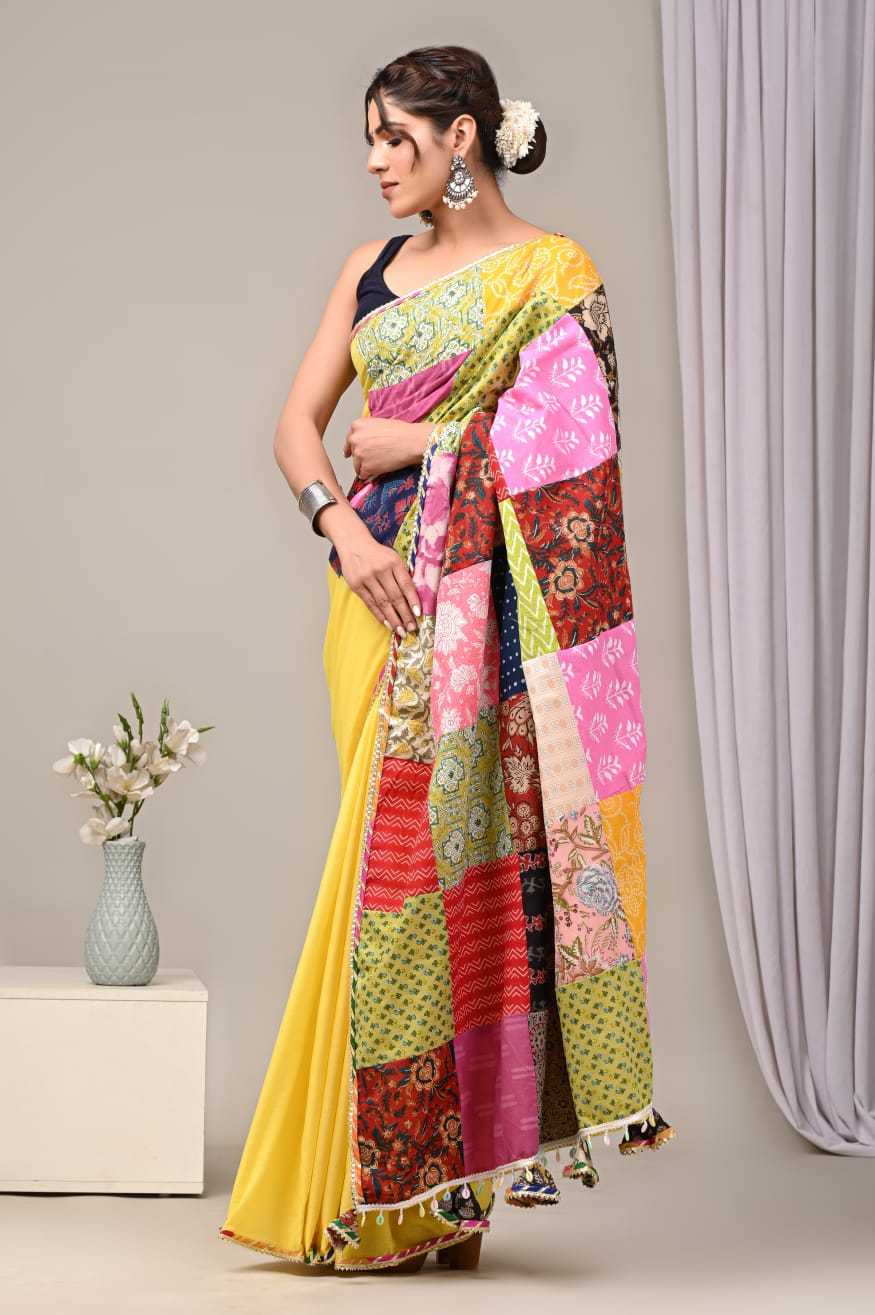 Yellow Quirky saree