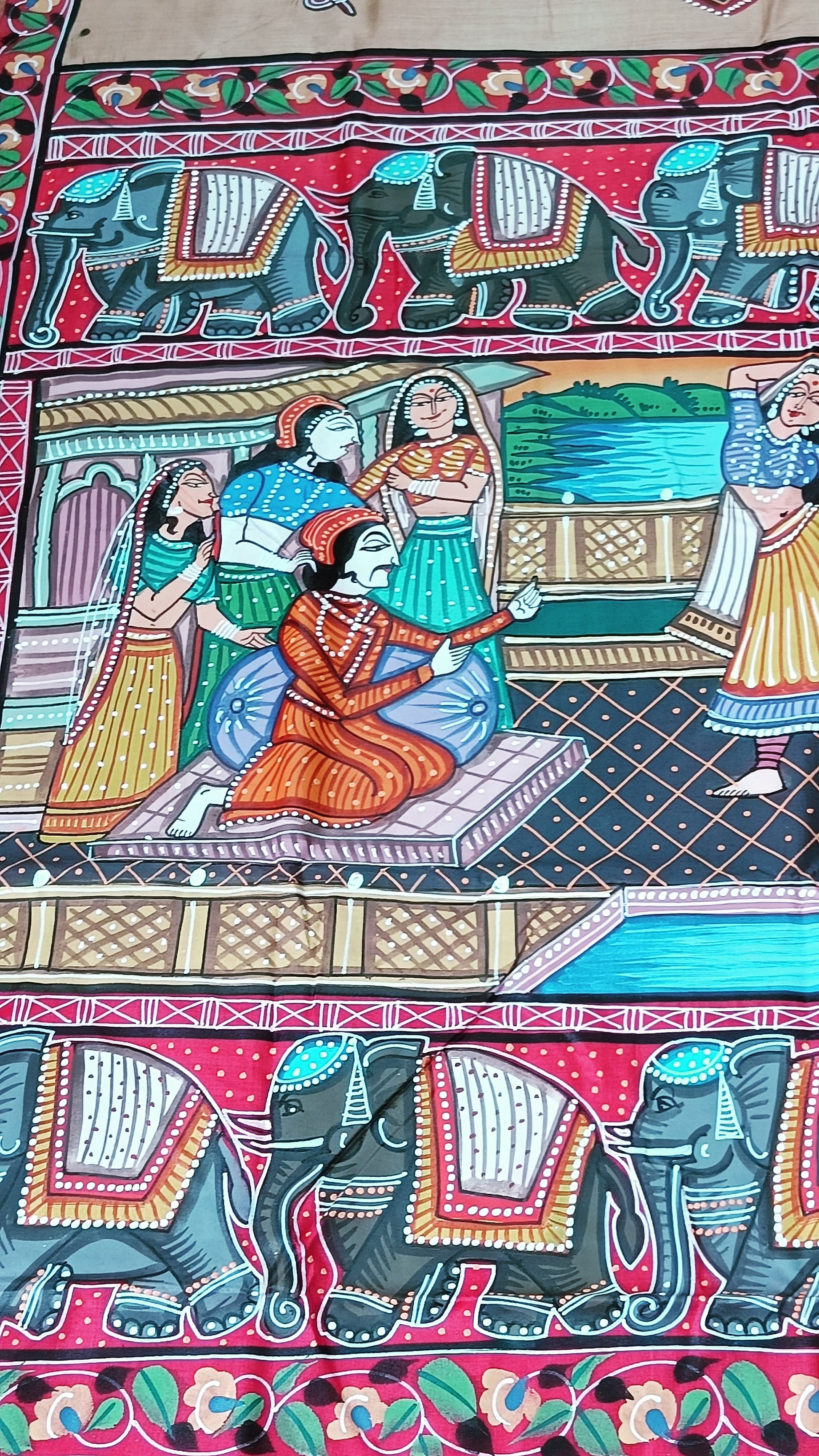 Pattachitra Mughal Painting saree