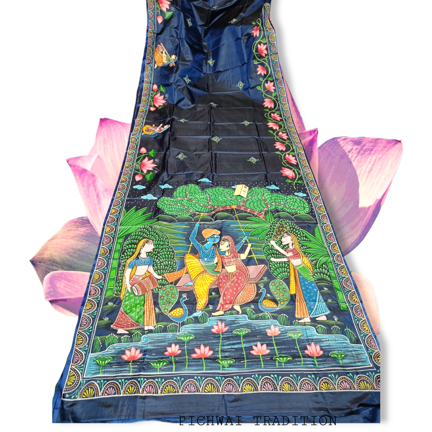 Pattachitra Krishna Leela Pure Silk Saree