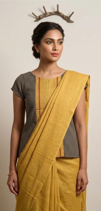 Patteda anchu black checks blouse