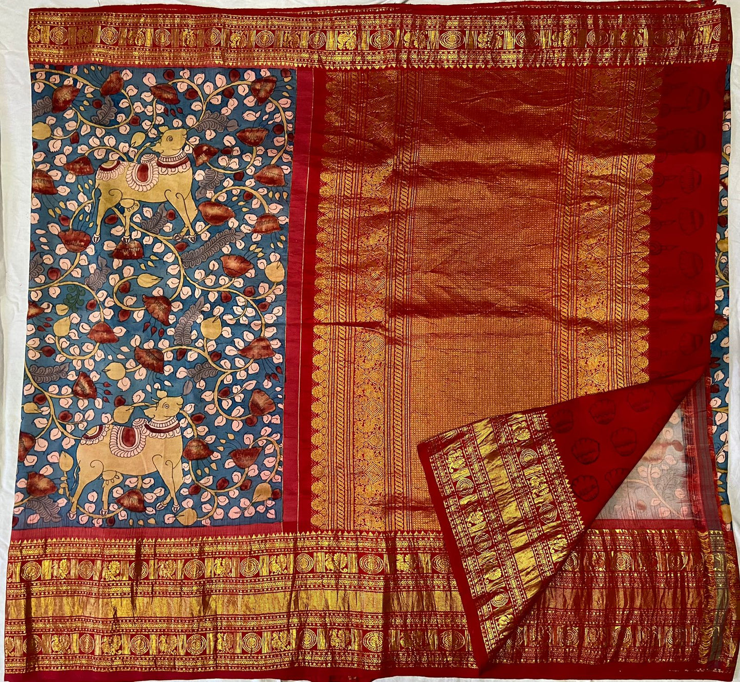 Pen Kalamkari Kanchipuram Silk sarees