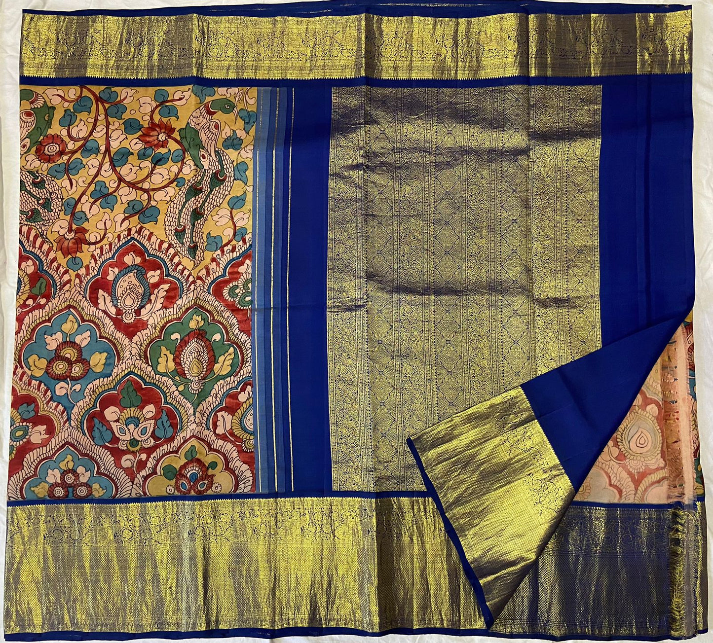 Pen Kalamkari Kanchipuram Silk sarees