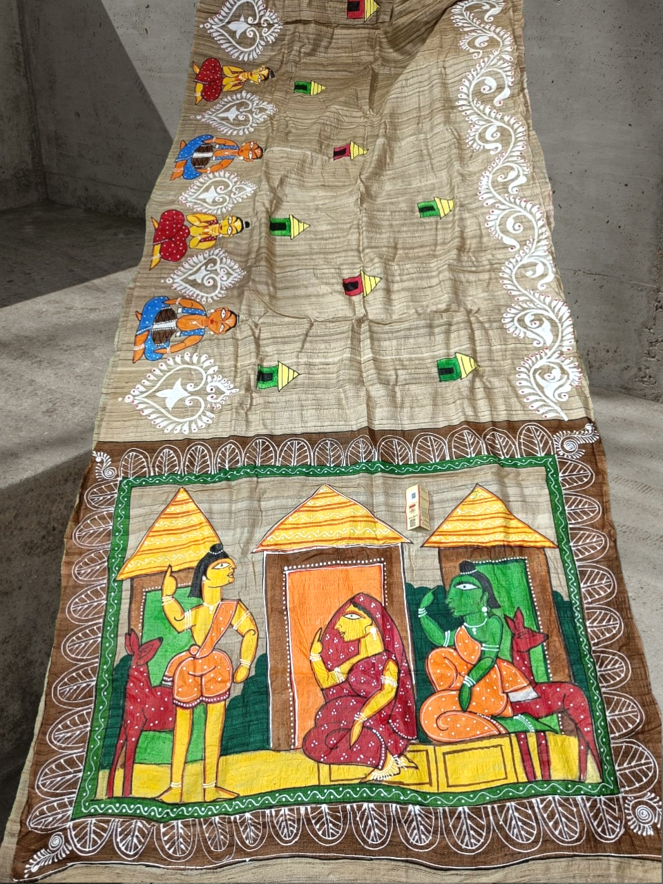 Pattachitra painted saree