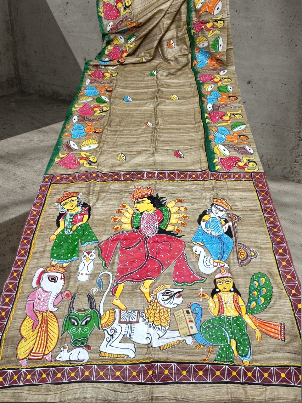 Pattachitra painted silk