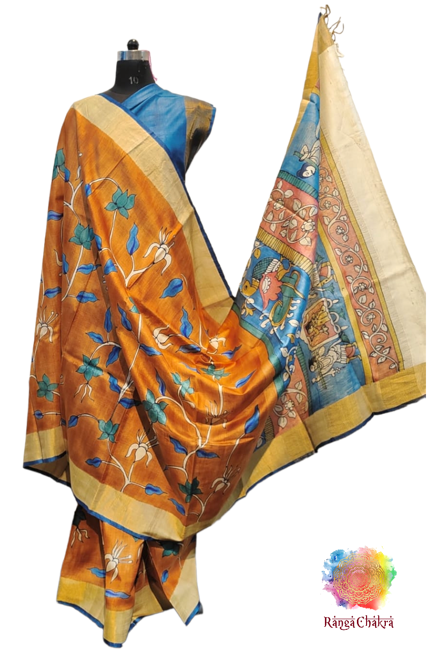 Handpainted Tussar Silk Saree Kalamkari