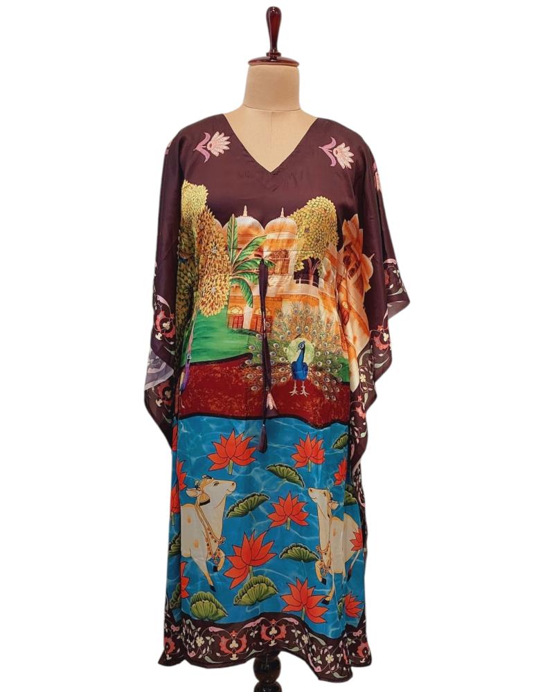 Pichwai Cow Printed long Kaftan