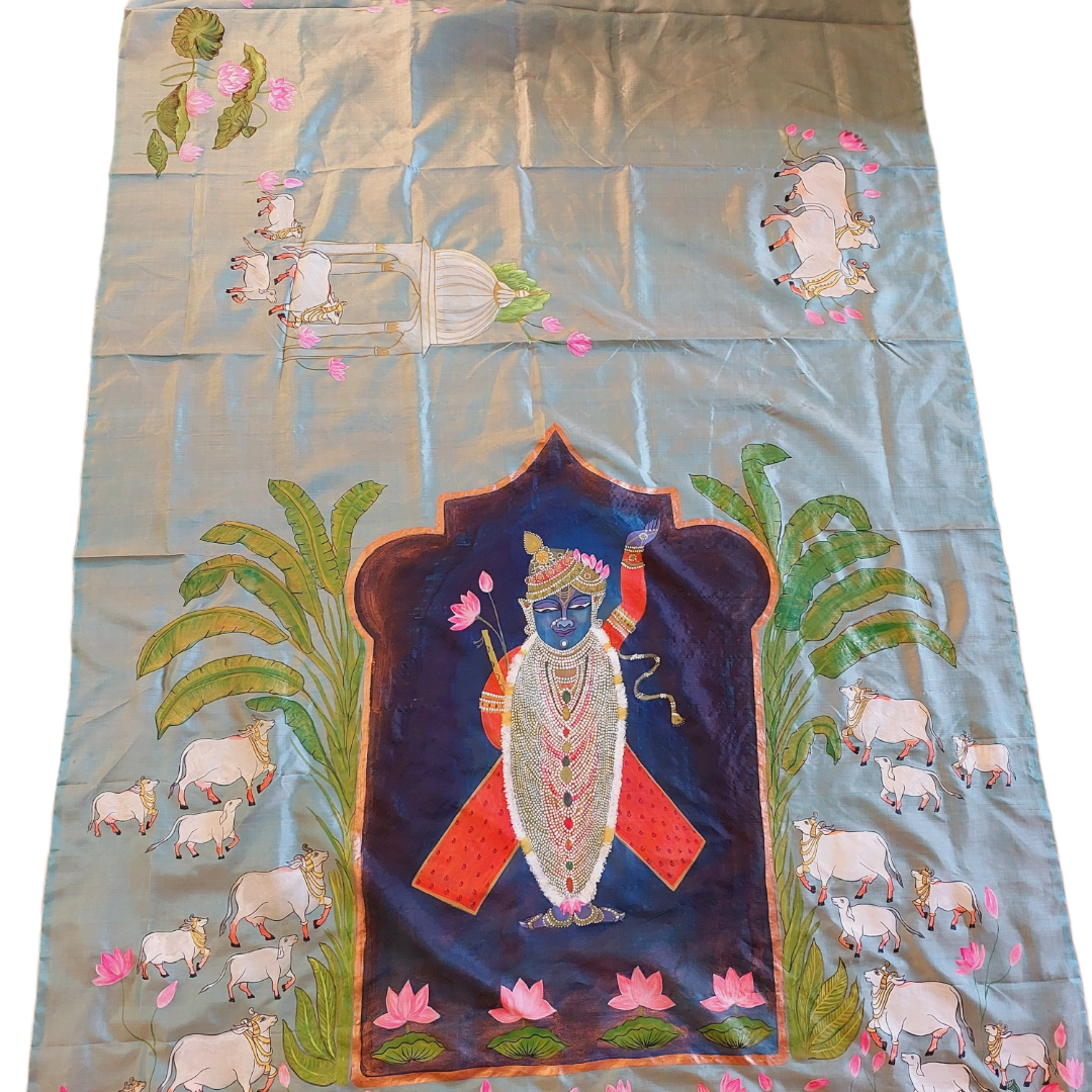 Pichwai Hand painted Mulberry Silk Saree