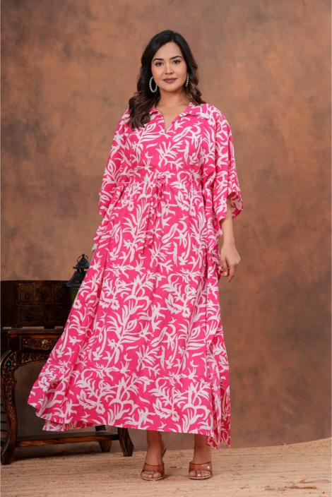 Shop mul mul cotton kaftans for daily wear. Super soft pure cotton long kaftans in floral prints for you.