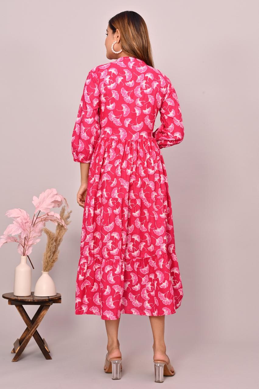 Pink Cotton midi dress