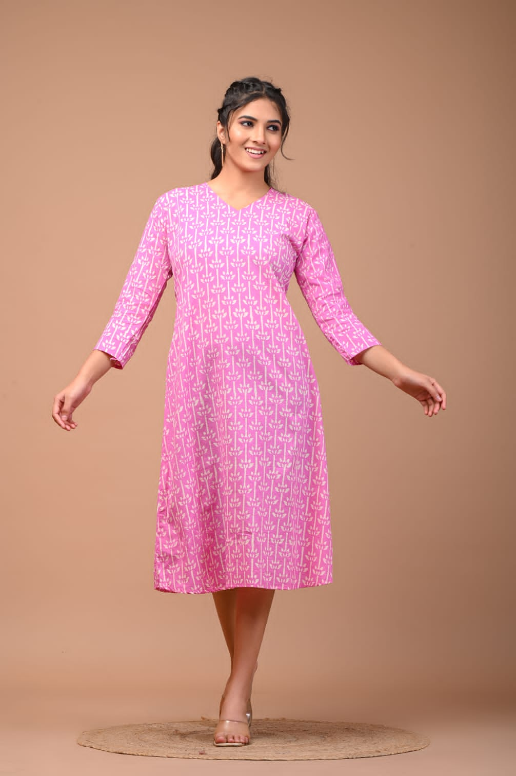 Pink midi Cotton dress