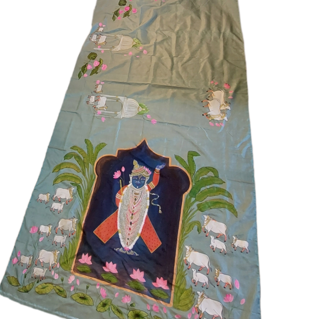 Pichwai Hand painted Mulberry Silk Saree