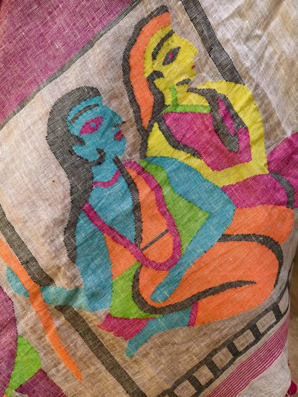 Abstract Ramayana Jamdani Saree