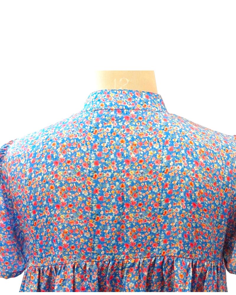 Ranga Chakra  Floral Lavender Shirt Top Puffed Sleeves