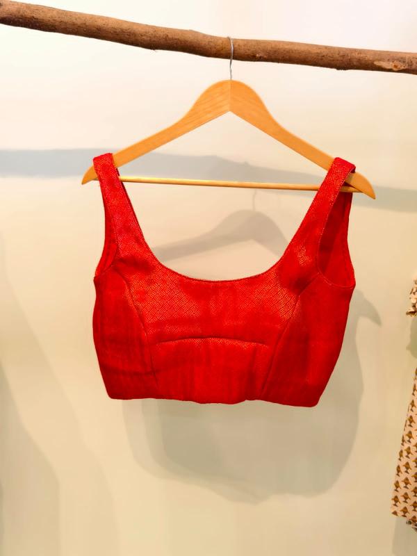 Red Silk Strap Blouse