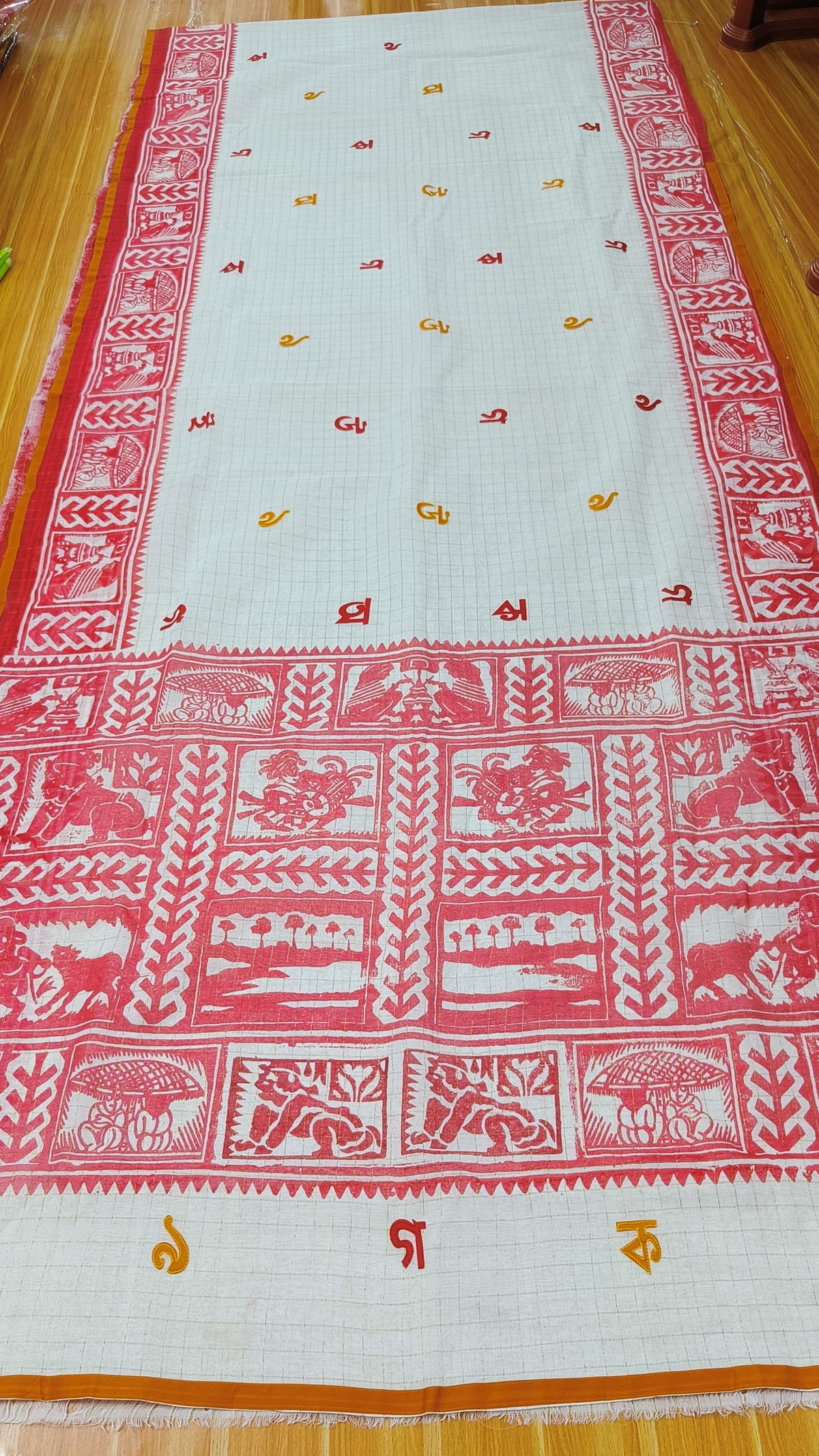Soijah Rag Pattern Sahaj Path Cotton Saree – Ranga Chakra