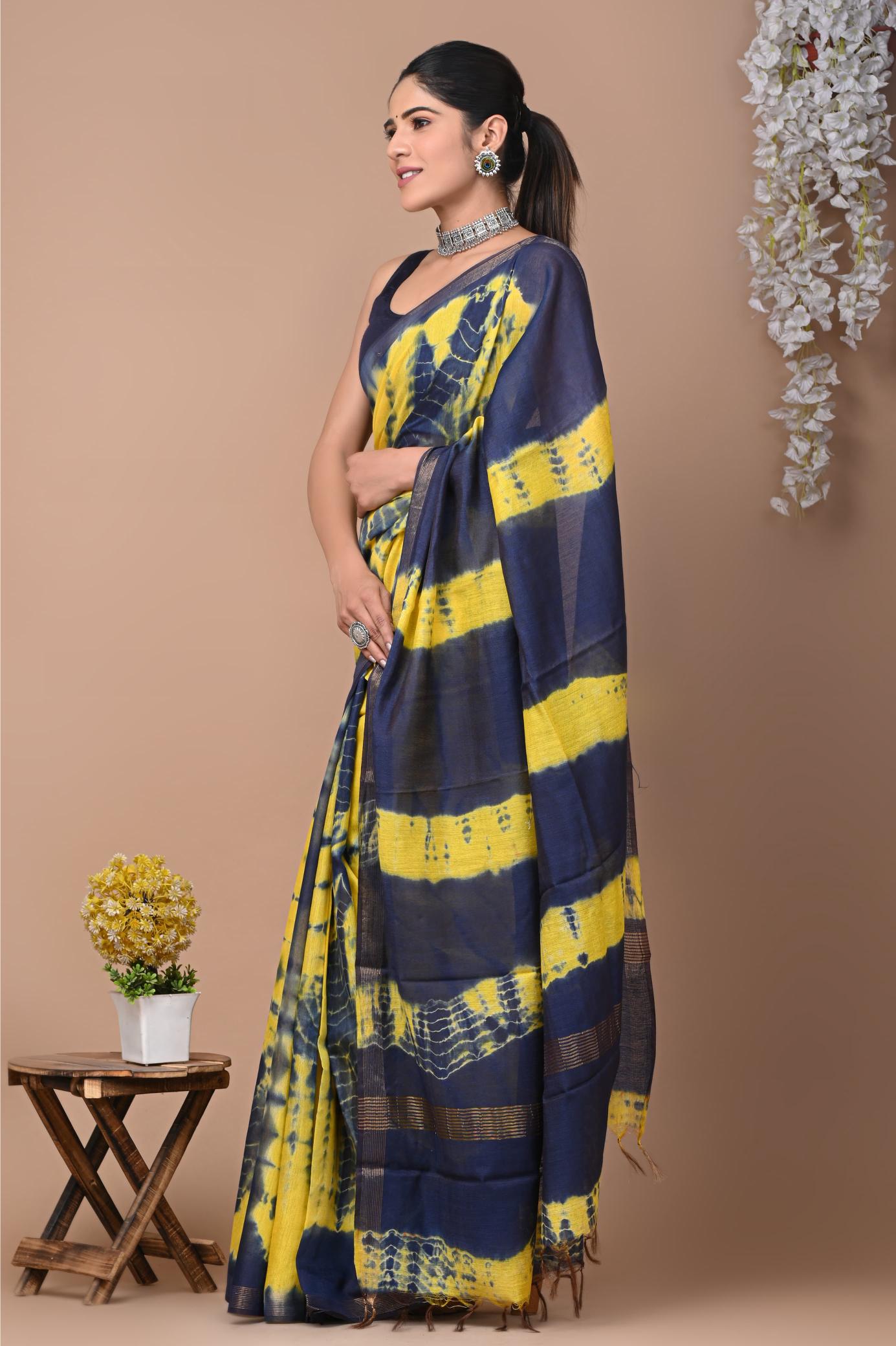 Shibori silk saree