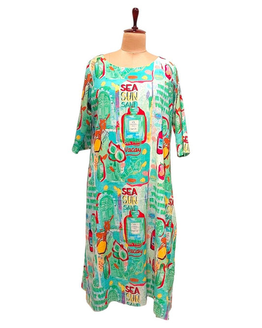 Effortless Dress Sea sun Sand Turquoise Dress Chiffon Resort Wear 