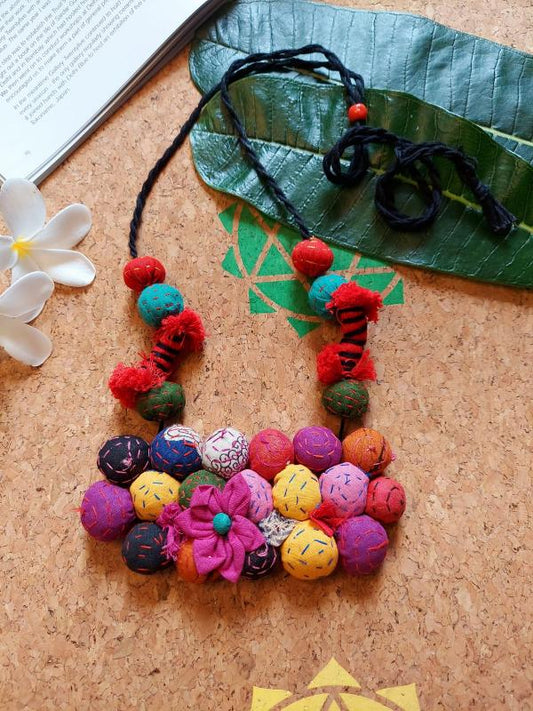 Fabric Beaded Atrangi Necklace