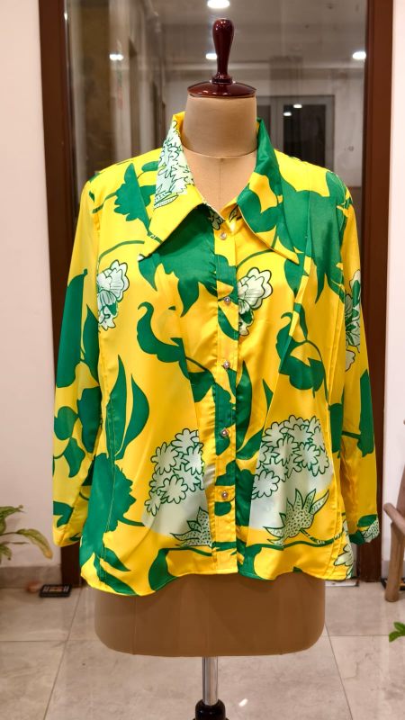 The Electric Citron Vegan Silk Resort Shirt Tunic