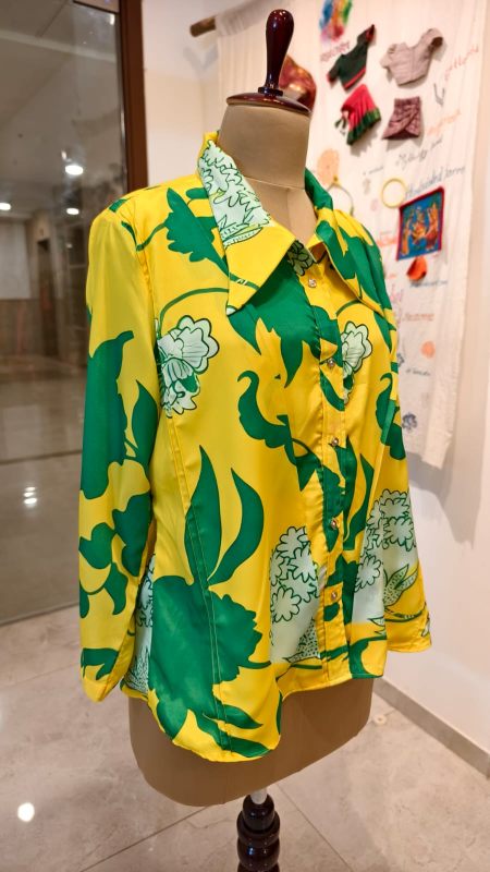 The Electric Citron Vegan Silk Resort Shirt Tunic