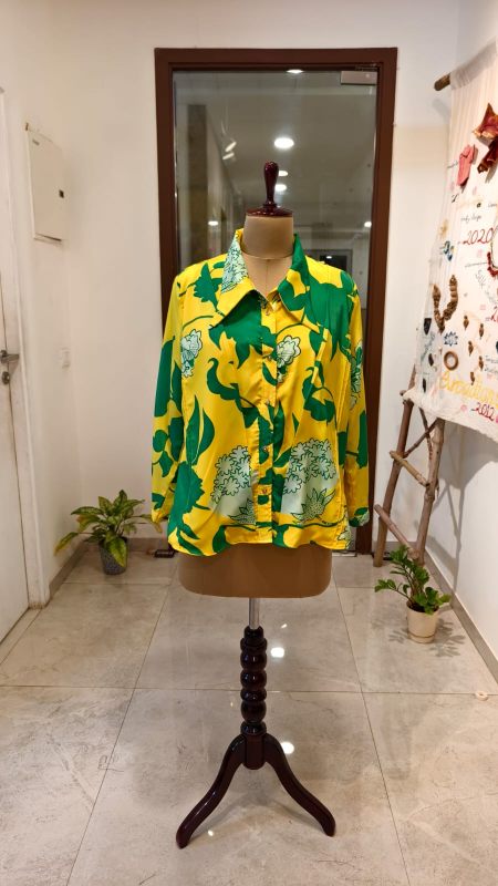 The Electric Citron Vegan Silk Resort Shirt Tunic