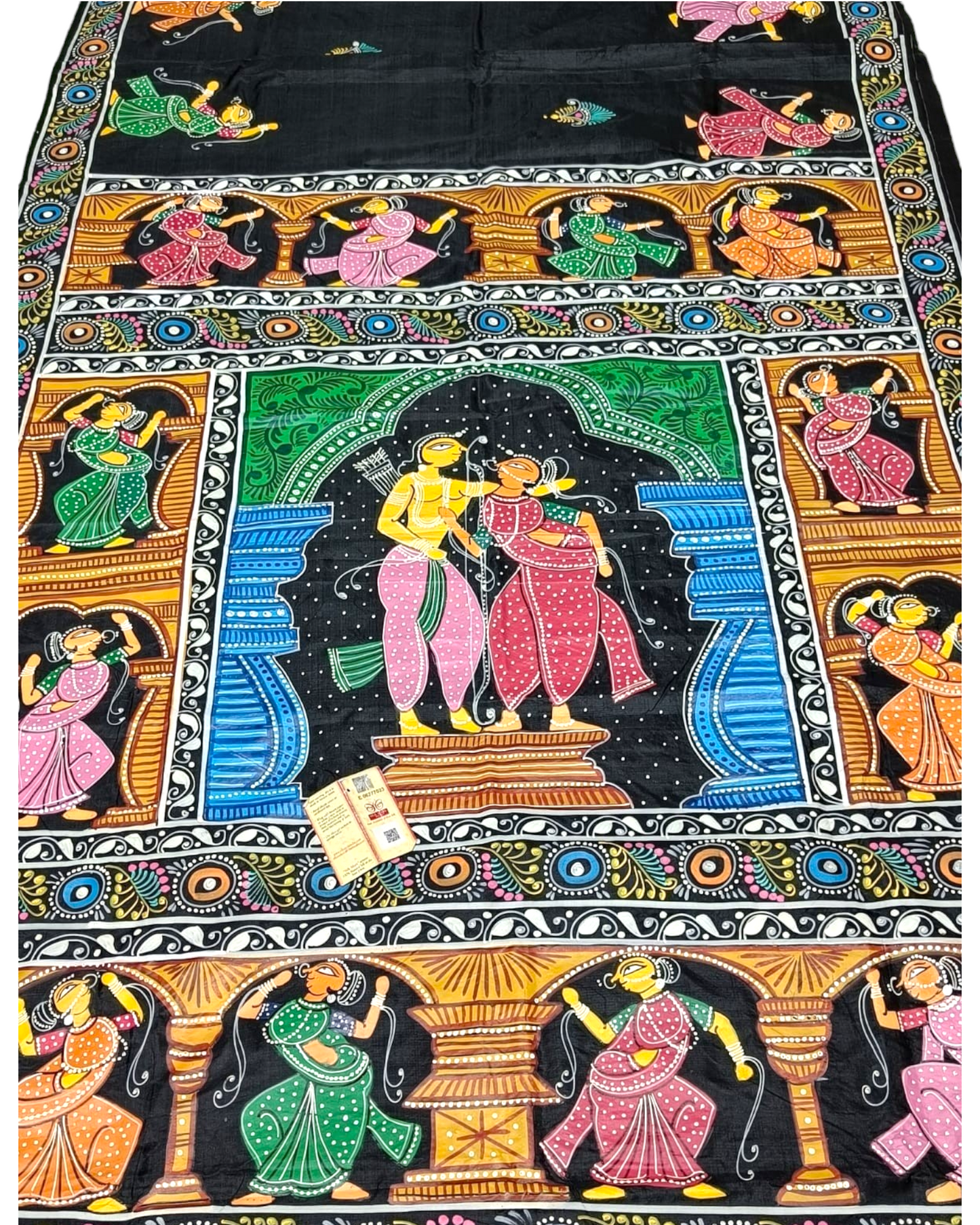 black Pattachitra Saree