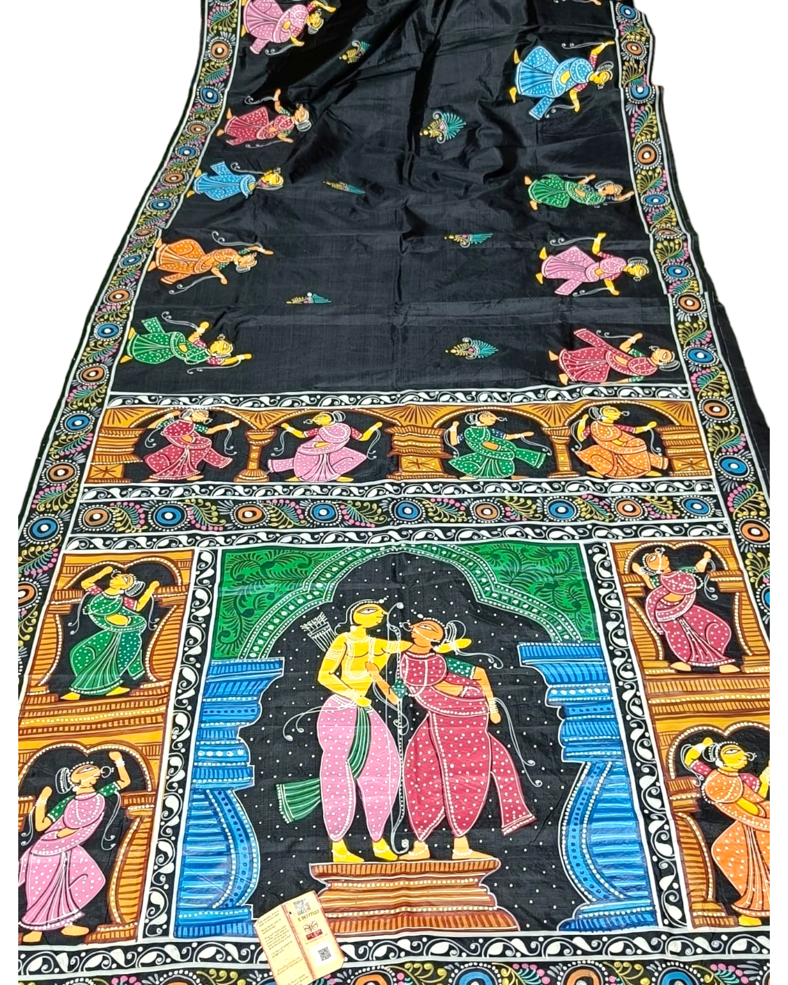 black Pattachitra Saree