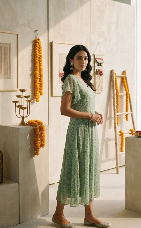 Olive Georgette Dress