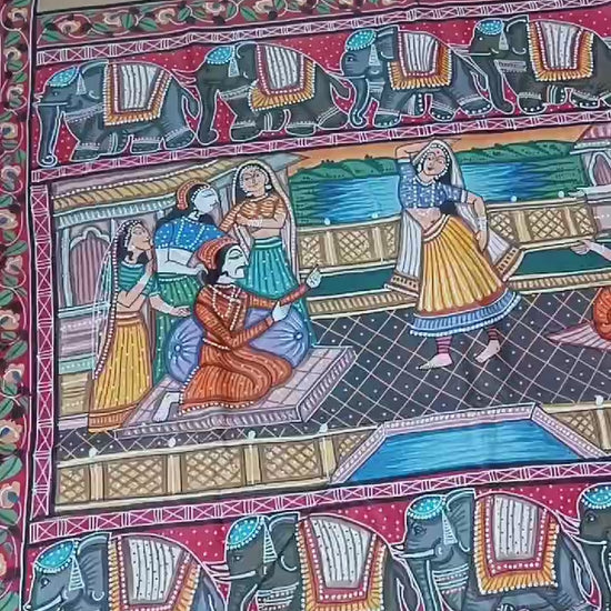 Mughal Pattachitra Silk saree