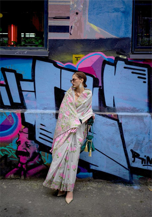 Pastel Handwoven silk saree