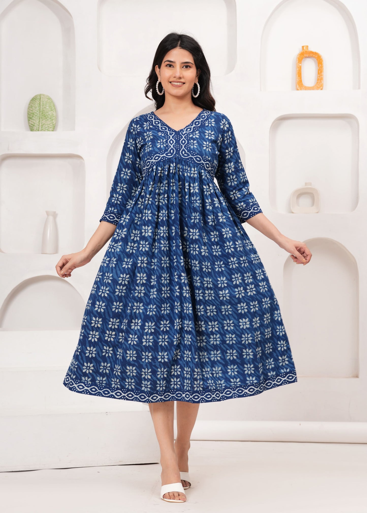 Indigo Mul Mul Cotton Dress