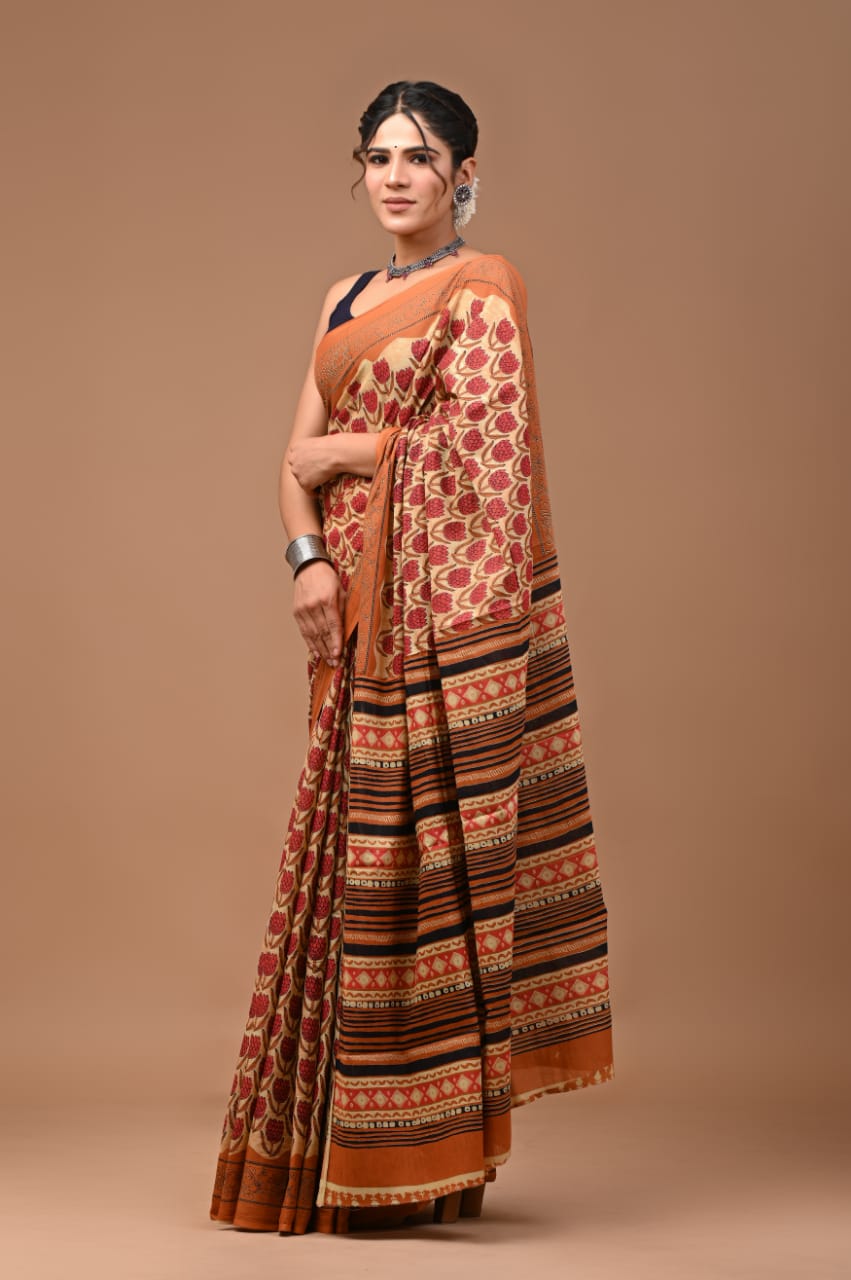 Quirky Wild Flower Mul Cotton Saree