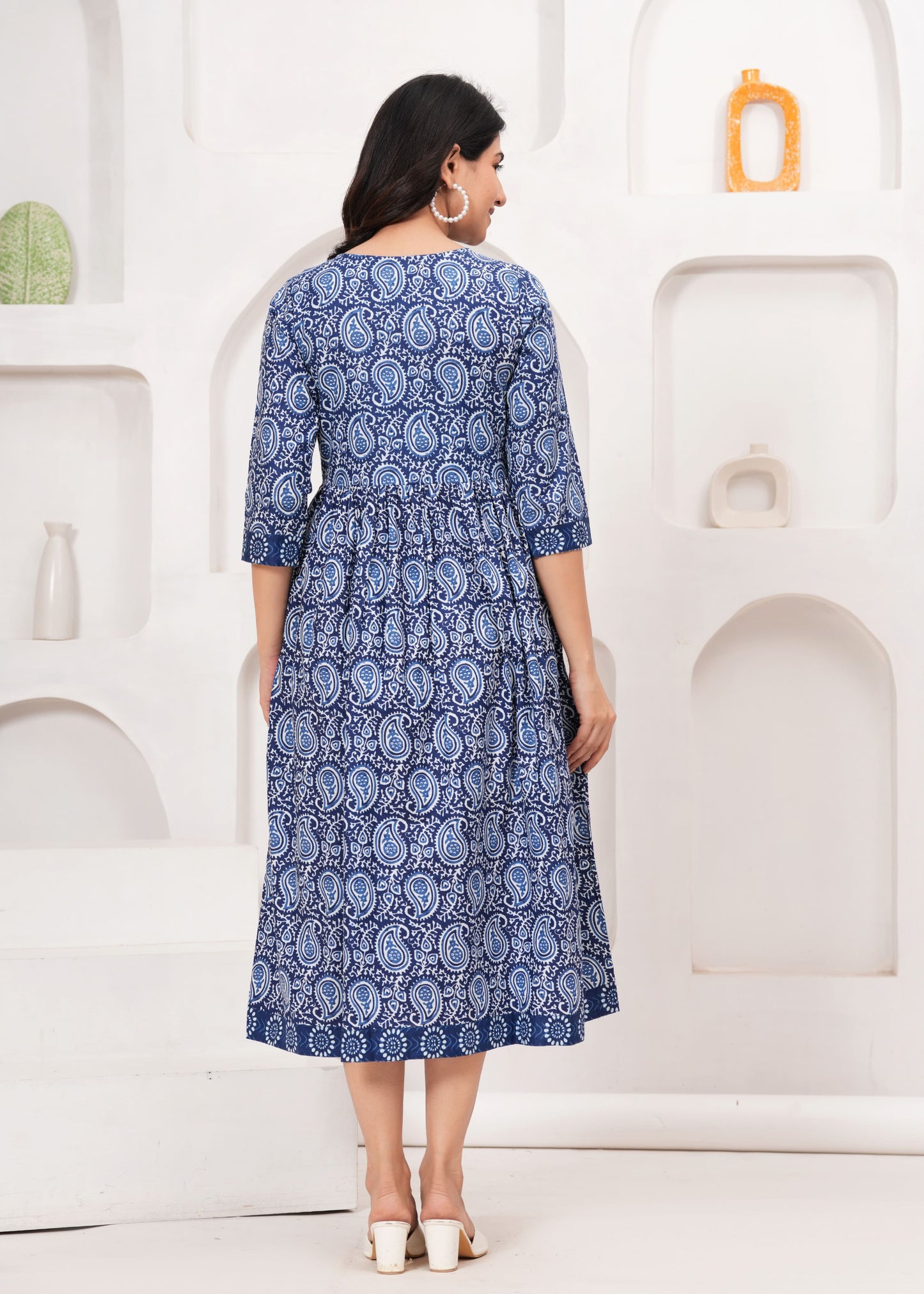 Indigo Paisley Cotton Dress