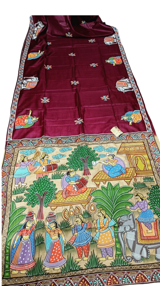 Phad Painting Bishnupuri Silk Saree