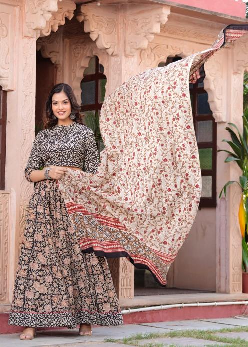 Navratri Mul Cotton neutral Shade Comfort Fit Lehenga Set