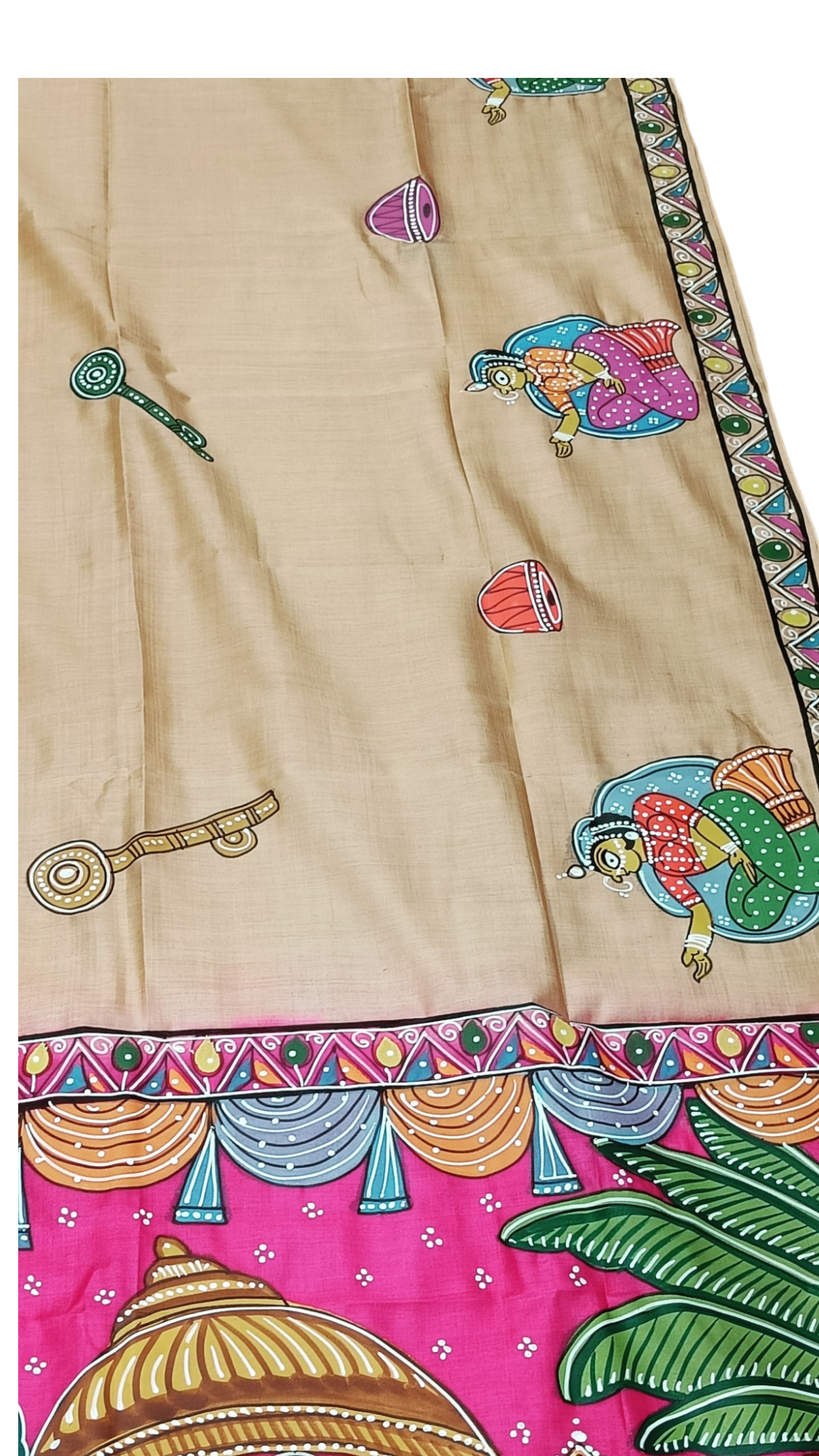 Off White Phad Painting Bishnupuri Silk Saree