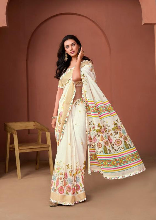 Floral Frill border Saree