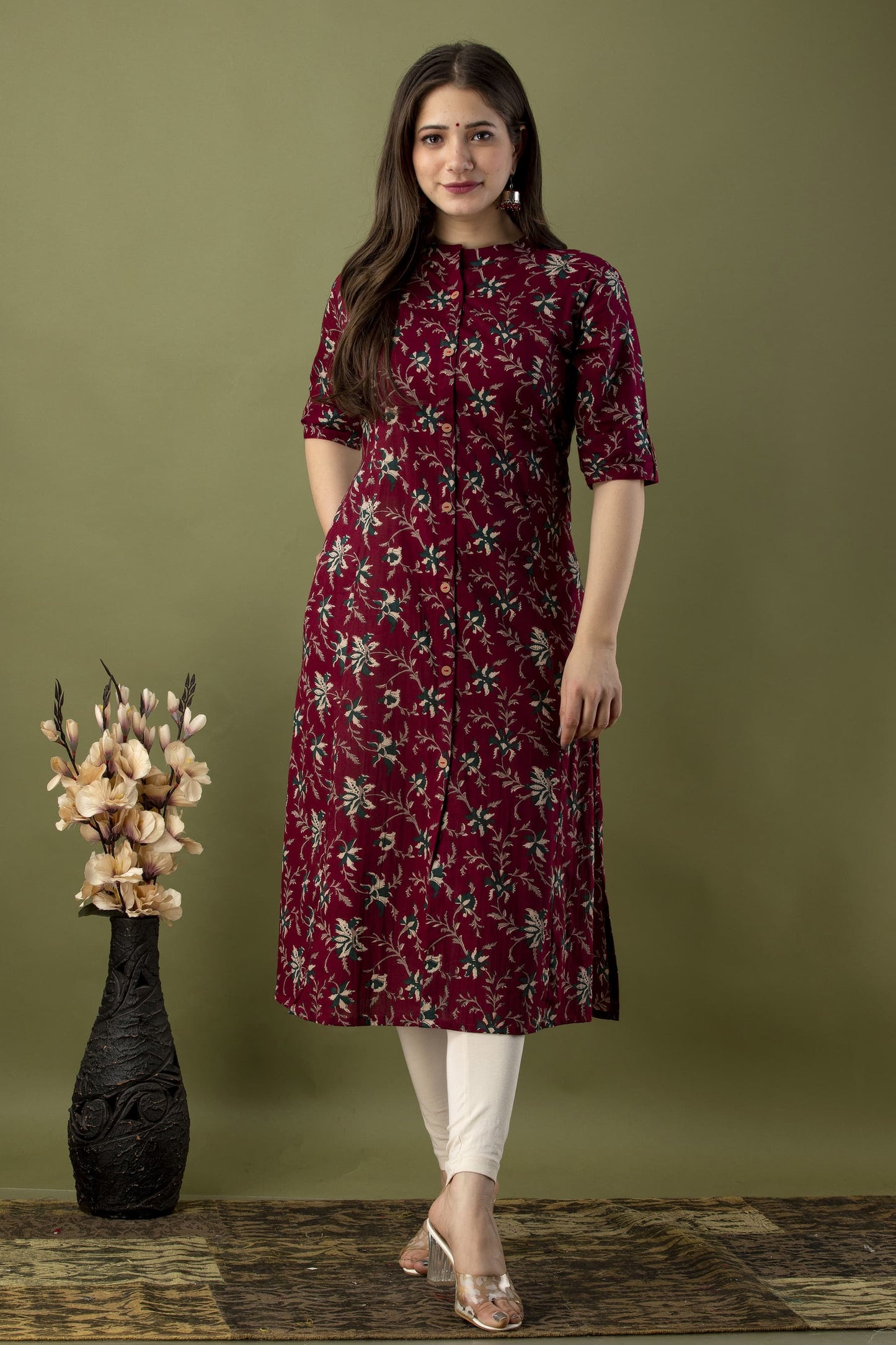 Royal Maroon Cotton Kurta