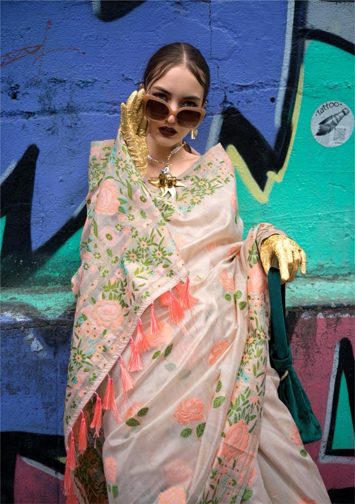 Pastel Handwoven silk saree