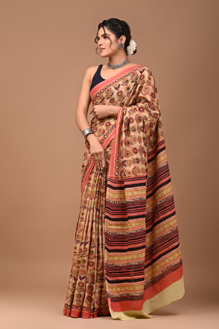 Quirky Wild Flower Mul Cotton Saree