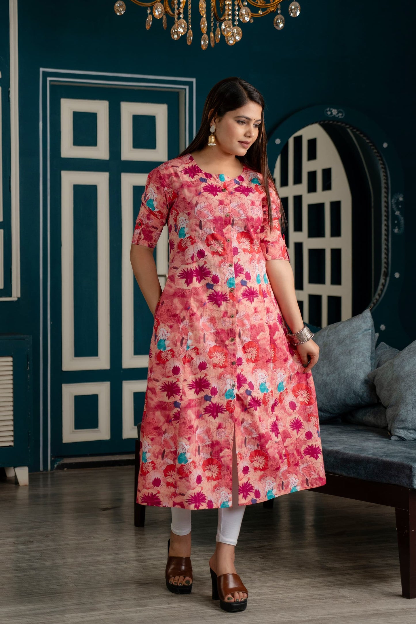 Tropical Flower Cotton Kurta