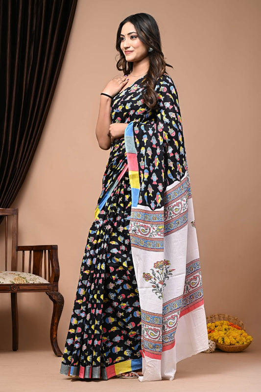 Quirky Oh Fish Mul Mul Cotton saree