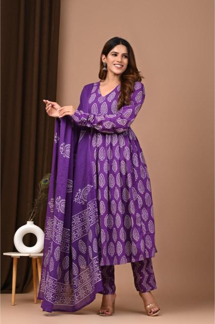 Purple Anarkali suit