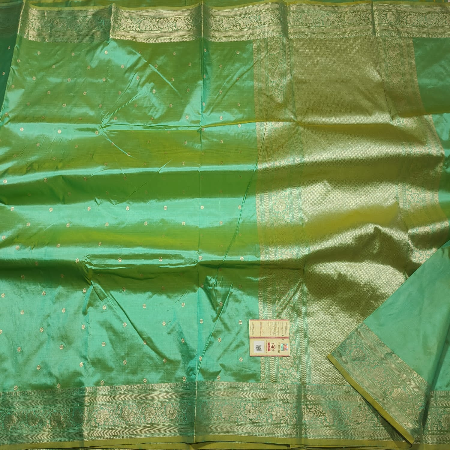 Sea green katan Silk saree