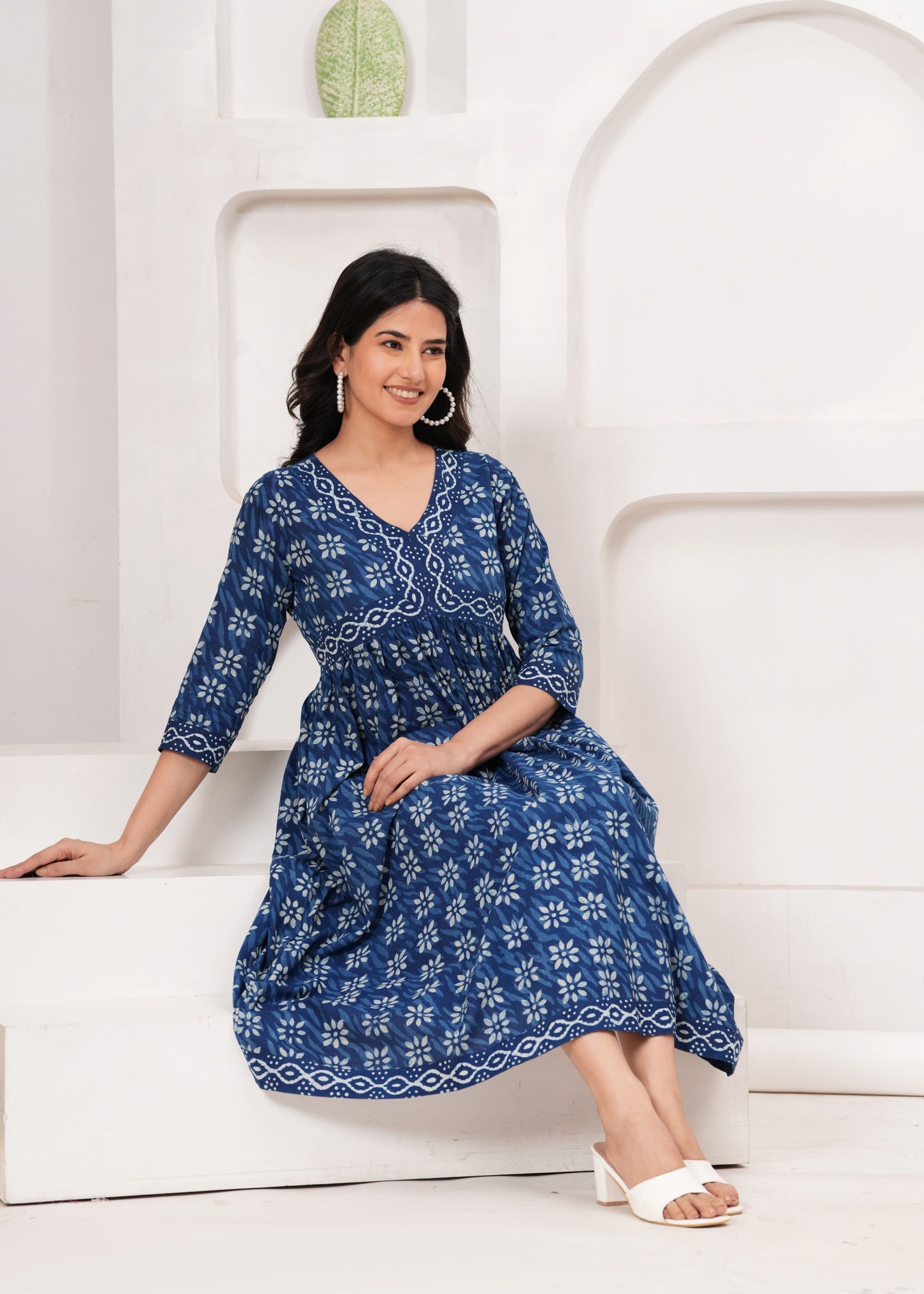 Indigo Mul Mul Cotton Dress